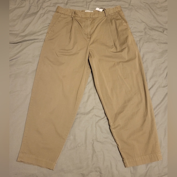 Everlane - Olive Green Cotton Twill Barrel Ankle Pants - Size 12 NWT - Picture 1 of 10